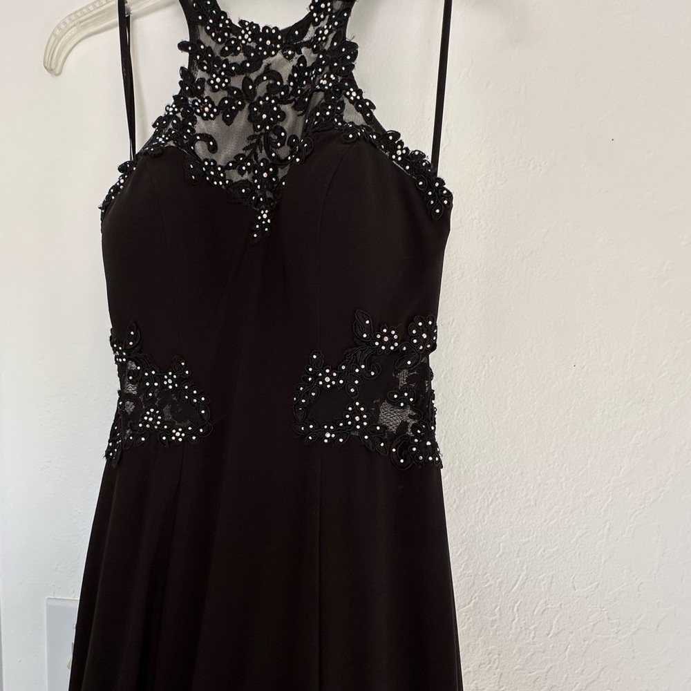 Blondie Nites by Stacy Sklar Prom Dress Size 5 with Mesh Rhinestone Detailing